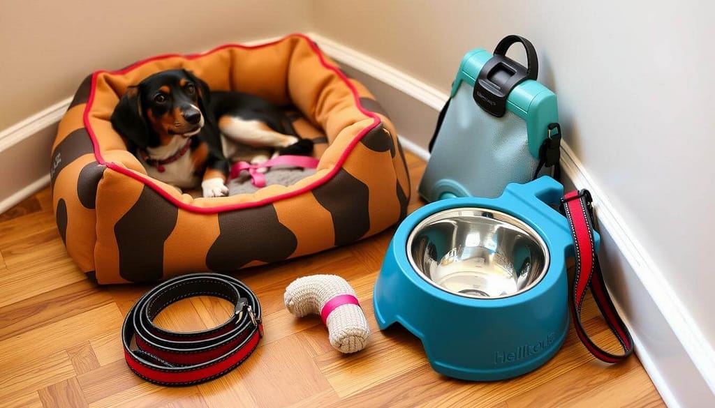 What supplies do I need to prepare before bringing a new dog home?